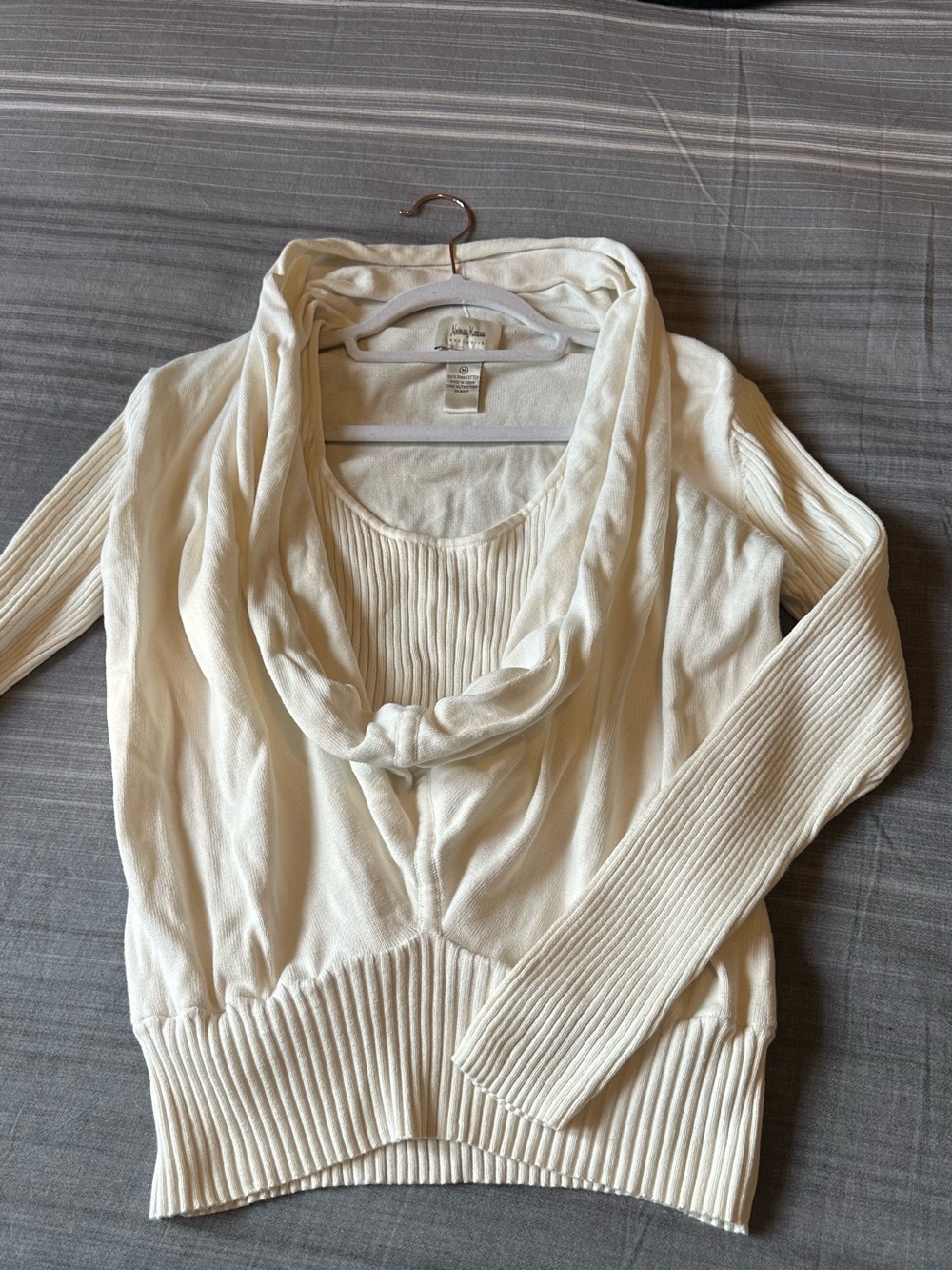 Neiman Marcus Ivory Cowl Neck Sweater